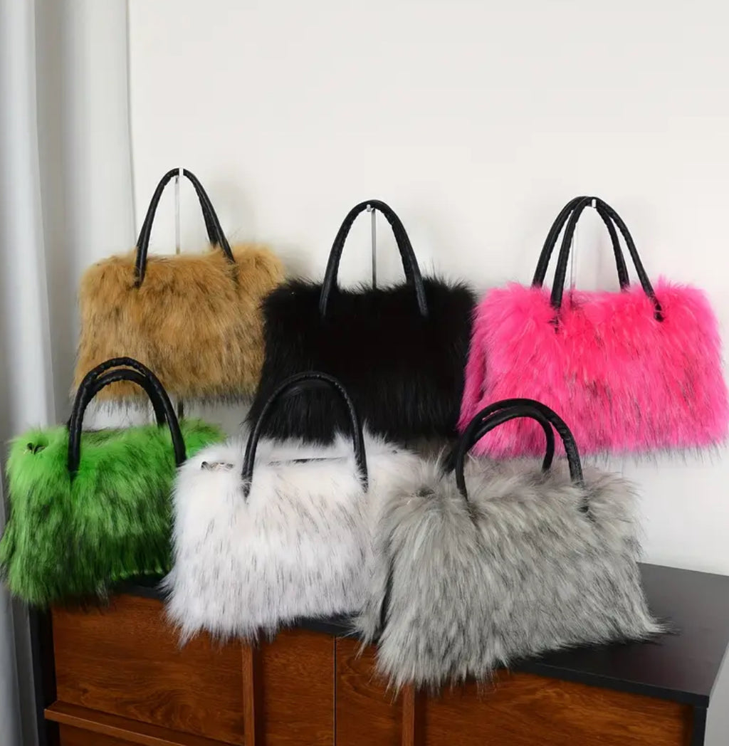 Faux Mink Plush Fur Shoulder-Crossbody Handbags