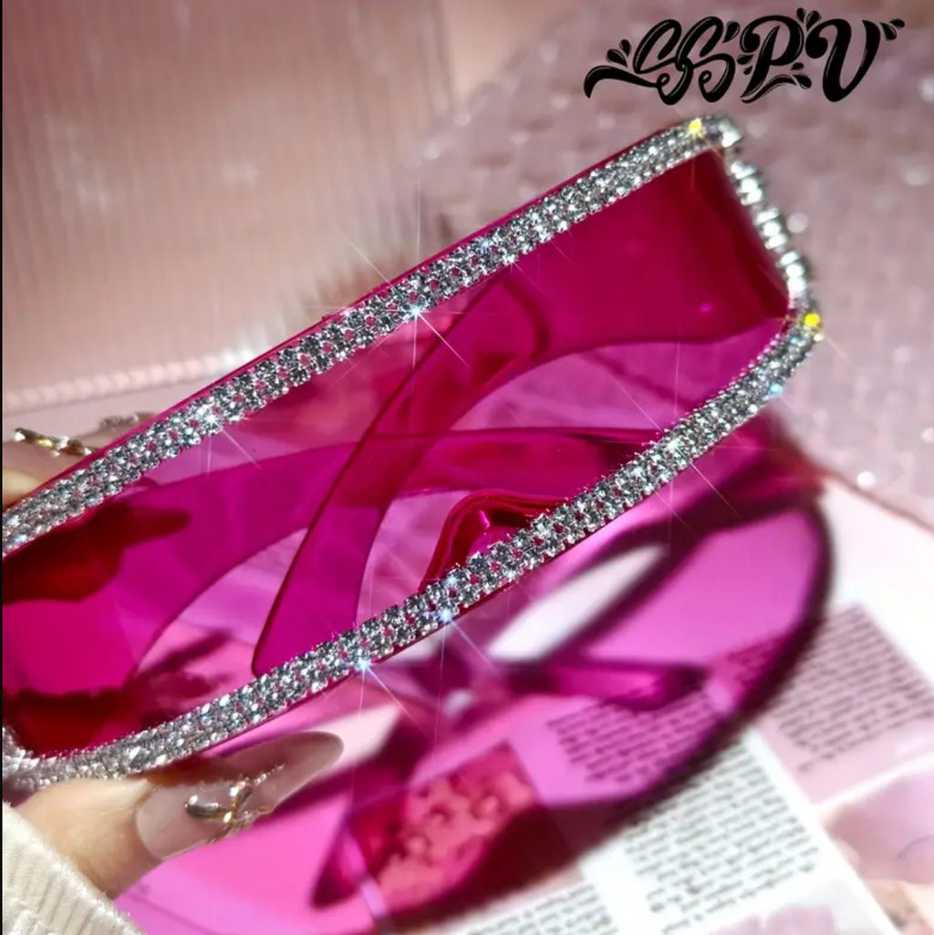 “Galaxy Barbie” Rose Pink Shiny Glasses + Water Crystal Frame