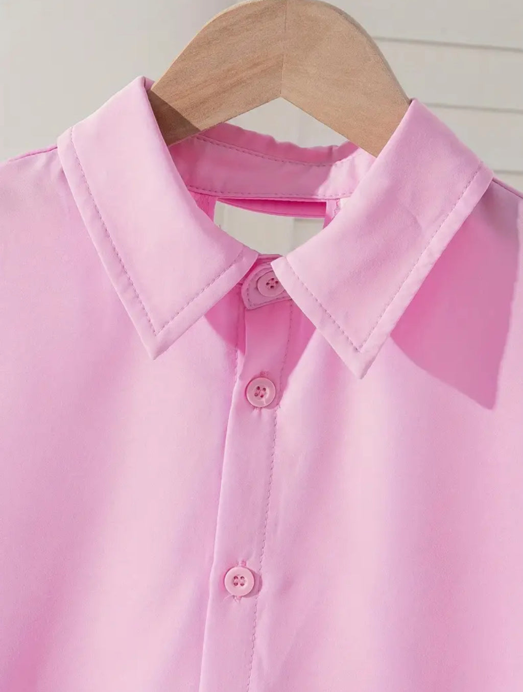 Girls' Long Sleeve Blouse with Hollow-Out Back & Decorative Bow 
