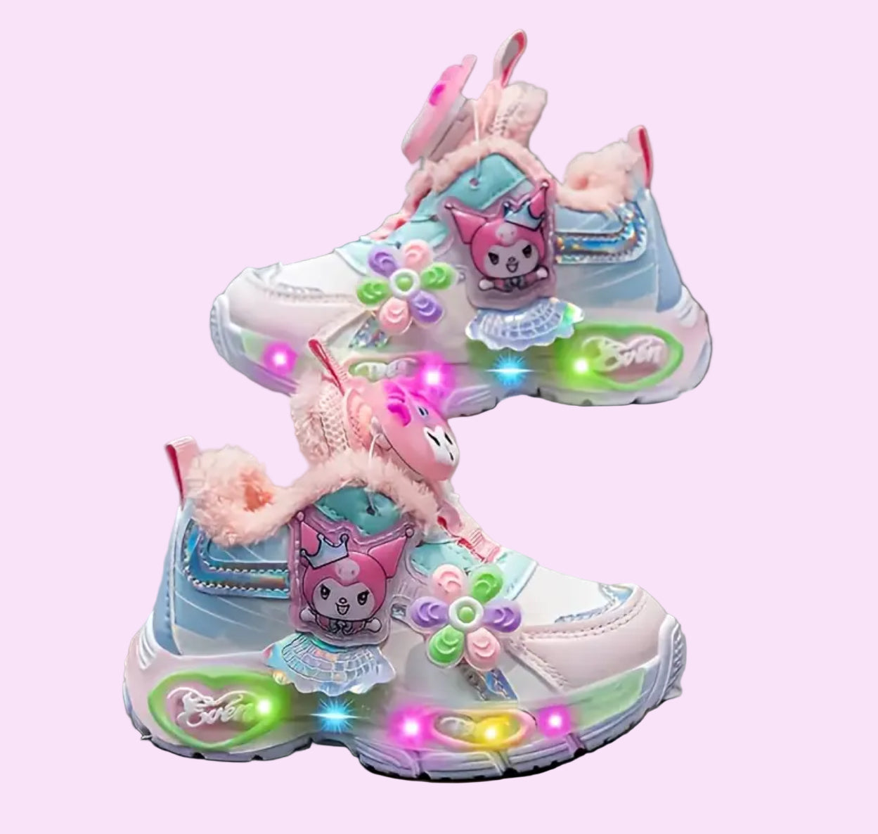 Girls Hello Kitty Glowing Lights Sneakers with  Rotating Lock Closure,