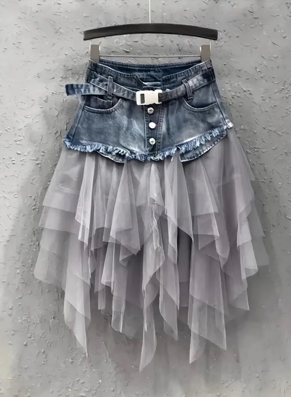 Women’s ‘COUNTRY 🌾 WHIMSICAL’ Tulle & Denim Skirt