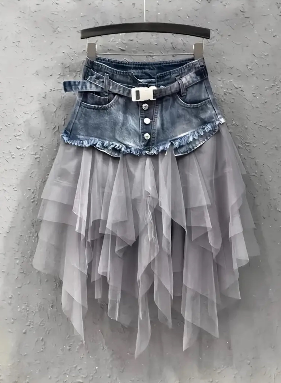 Women’s ‘COUNTRY 🌾 WHIMSICAL’ Tulle & Denim Skirt