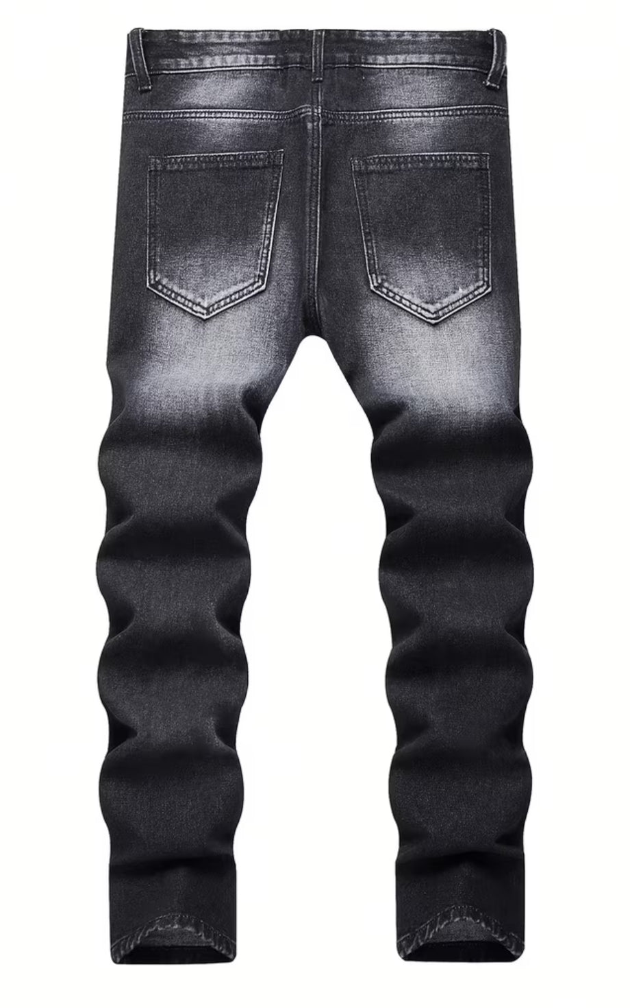 Teens’ Ripped Washed Jeans American Retro Straight-Leg
