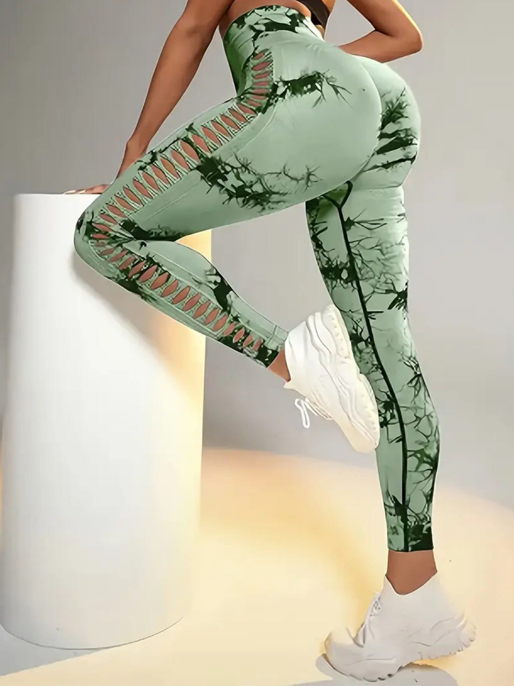 Women's High-Waisted Hollow-Out Tummy Control Yoga Pants | Seamless All-Season 