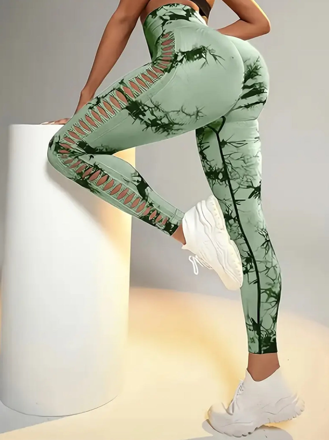 Women's High-Waisted Hollow-Out Tummy Control Yoga Pants | Seamless All-Season 