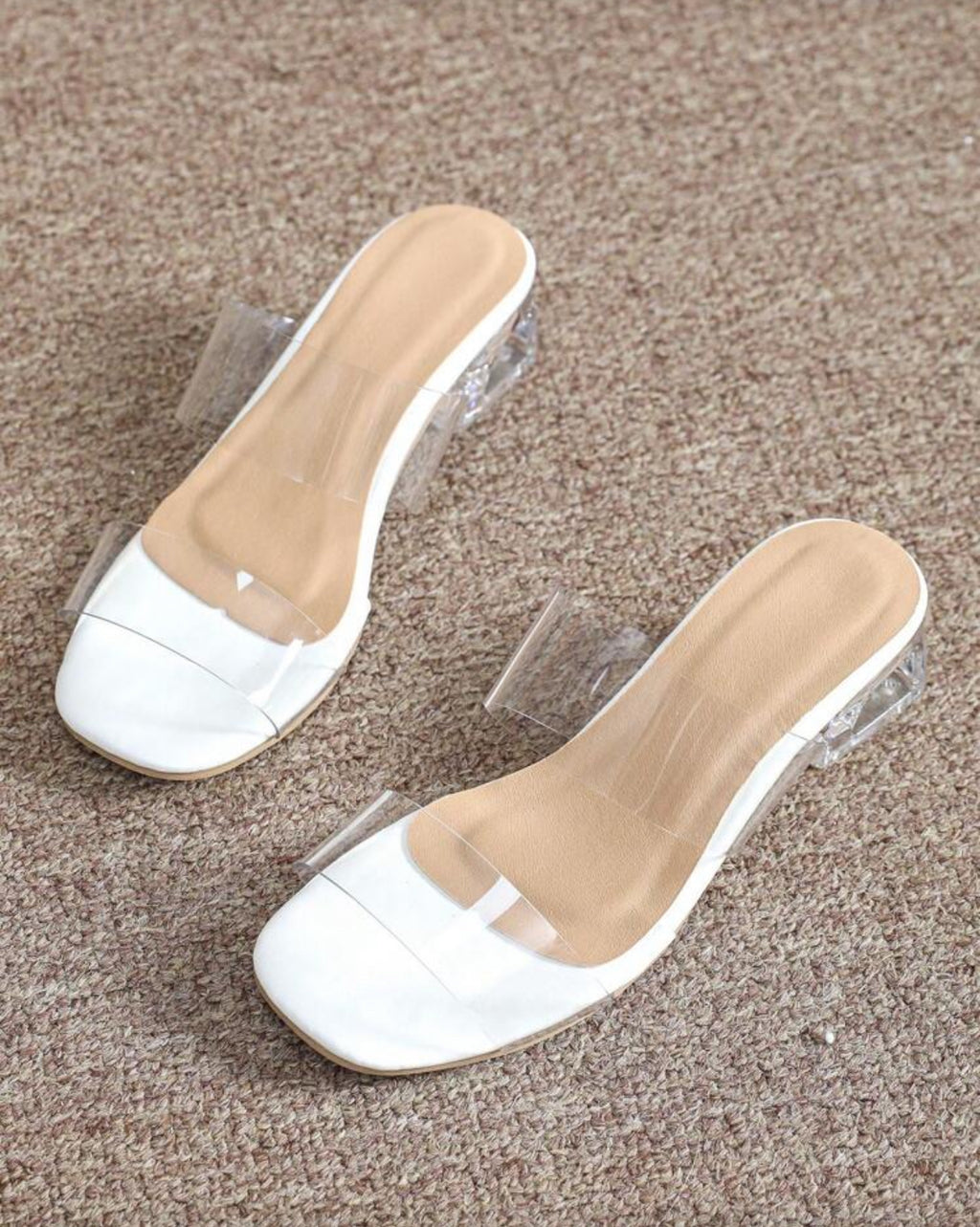 Girls Fashion Low Heel Slip On Sandals with Clear Straps