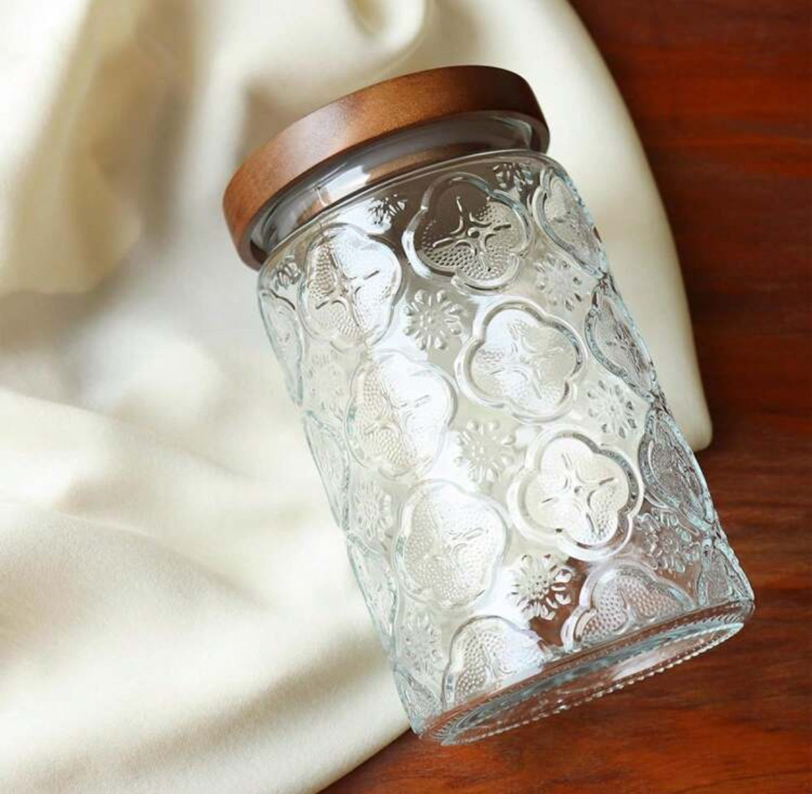 32oz Vintage Airtight Storage Jars Featuring a Vintage Carved Design With Lid, Glass Storage Containers  