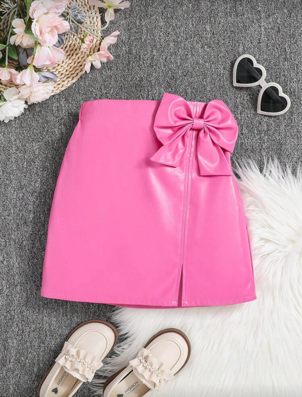 Tween Girls’ Faux Leather Fashion Skirt Pu Leather