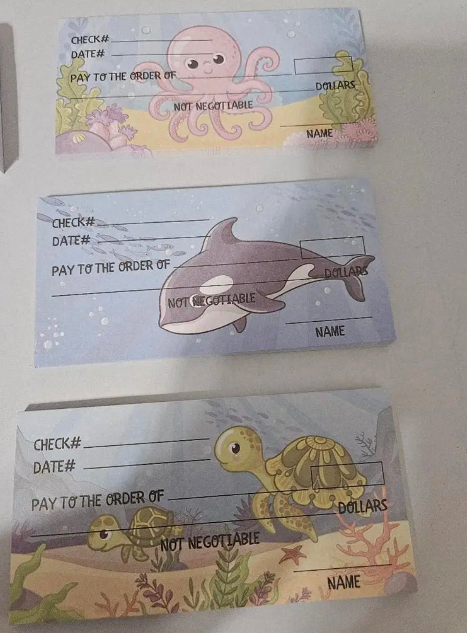 Toy Checks For Kids 300 Sheets Checkbook with Pretend Deposit Slip and Check Register