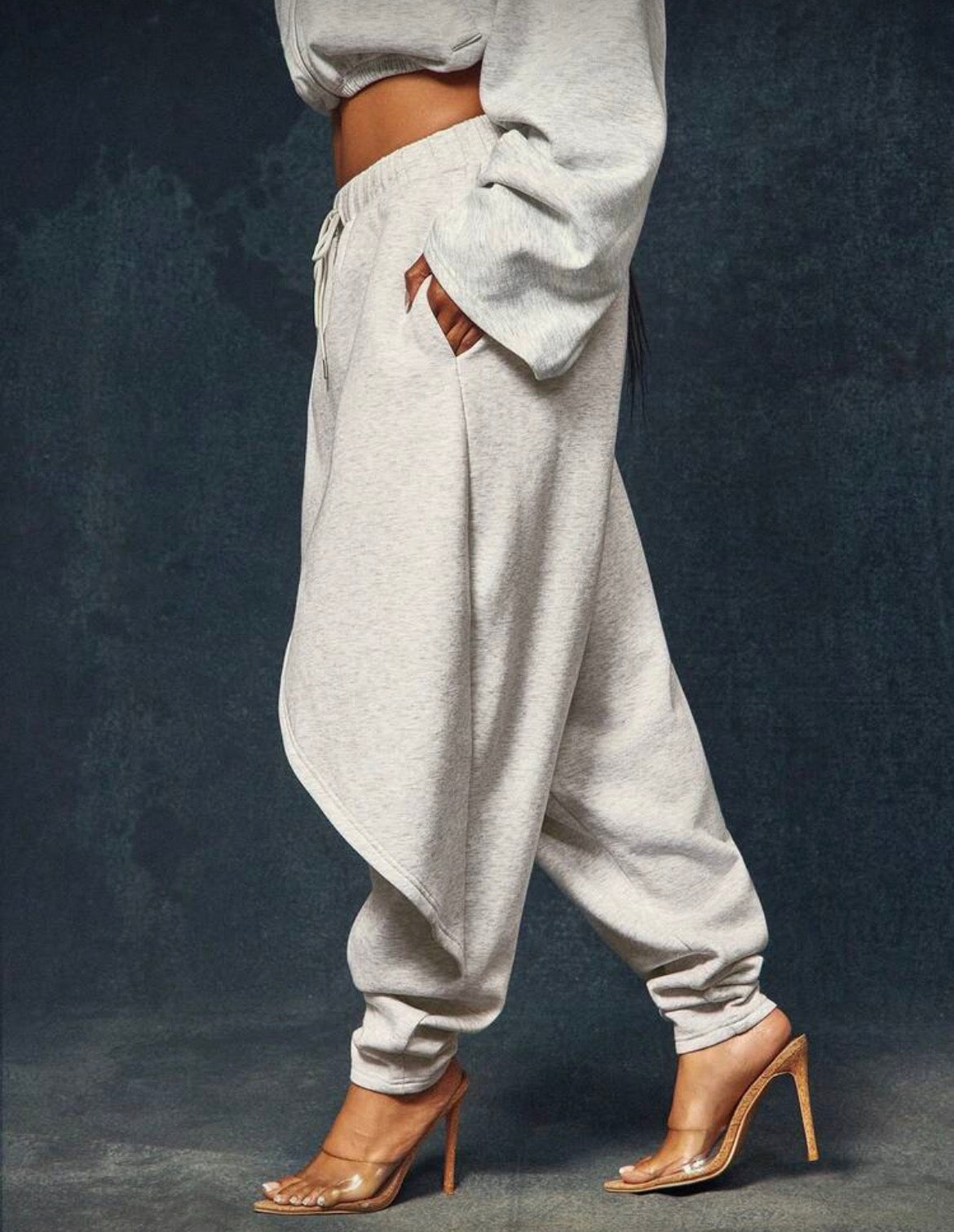 Avant-Garde Wrap-Style Overlay Front Streetwear Sweatpants 2 Pcs Set