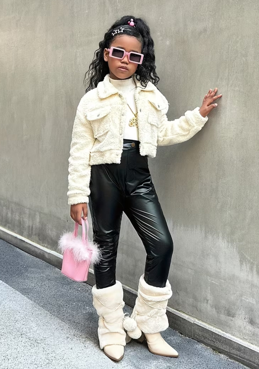 Girls' Trendy Casual Versatile Faux Fur Short Coat