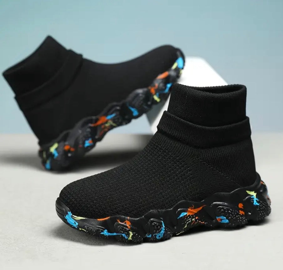 Kids “Colors” High-Top Socks Shoes with Flexible Soft Soles 