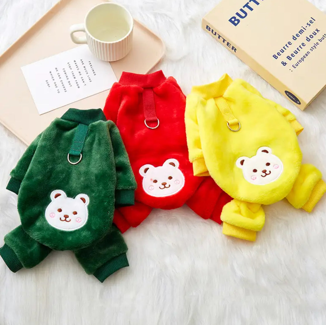 Bear Dog Pajamas - Warm Winter Apparel for Small & Medium Dogs & Cats