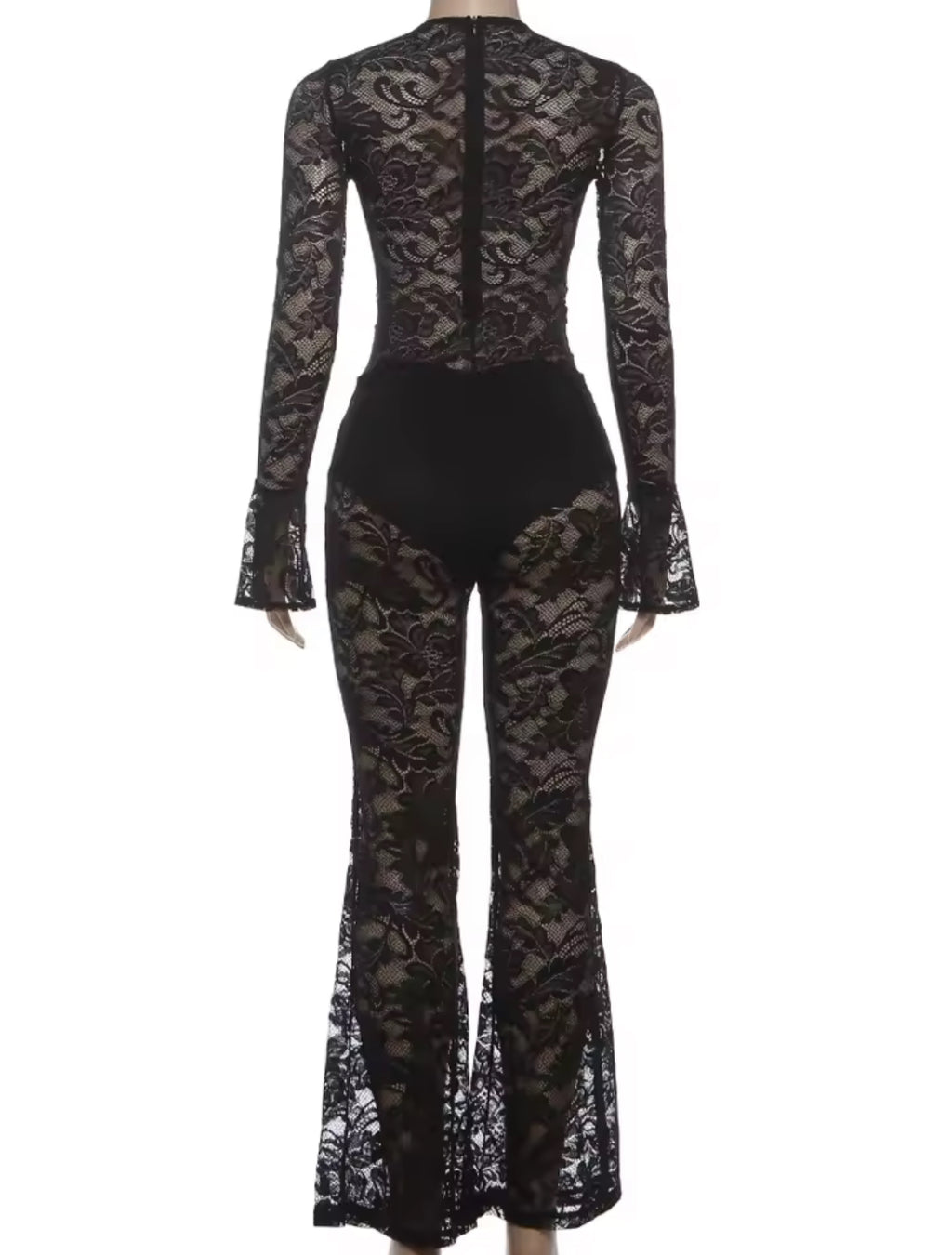 Jacquard Women’s Elegant Sexy Hollow Ring Crop Tops+Flare Pants