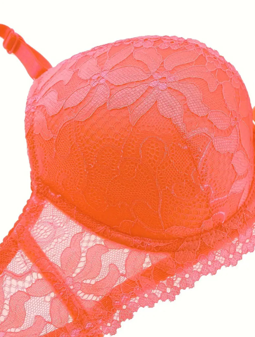 Intricate Luxury Floral Design Non-See-Through Push-Up Bra & Matching Thong Set