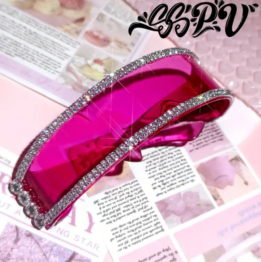 “Galaxy Barbie” Rose Pink Shiny Glasses + Water Crystal Frame