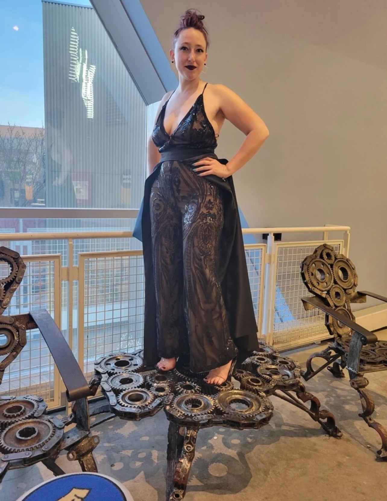 Women's Sequin Deep V-Neck Wide Leg Jumpsuit