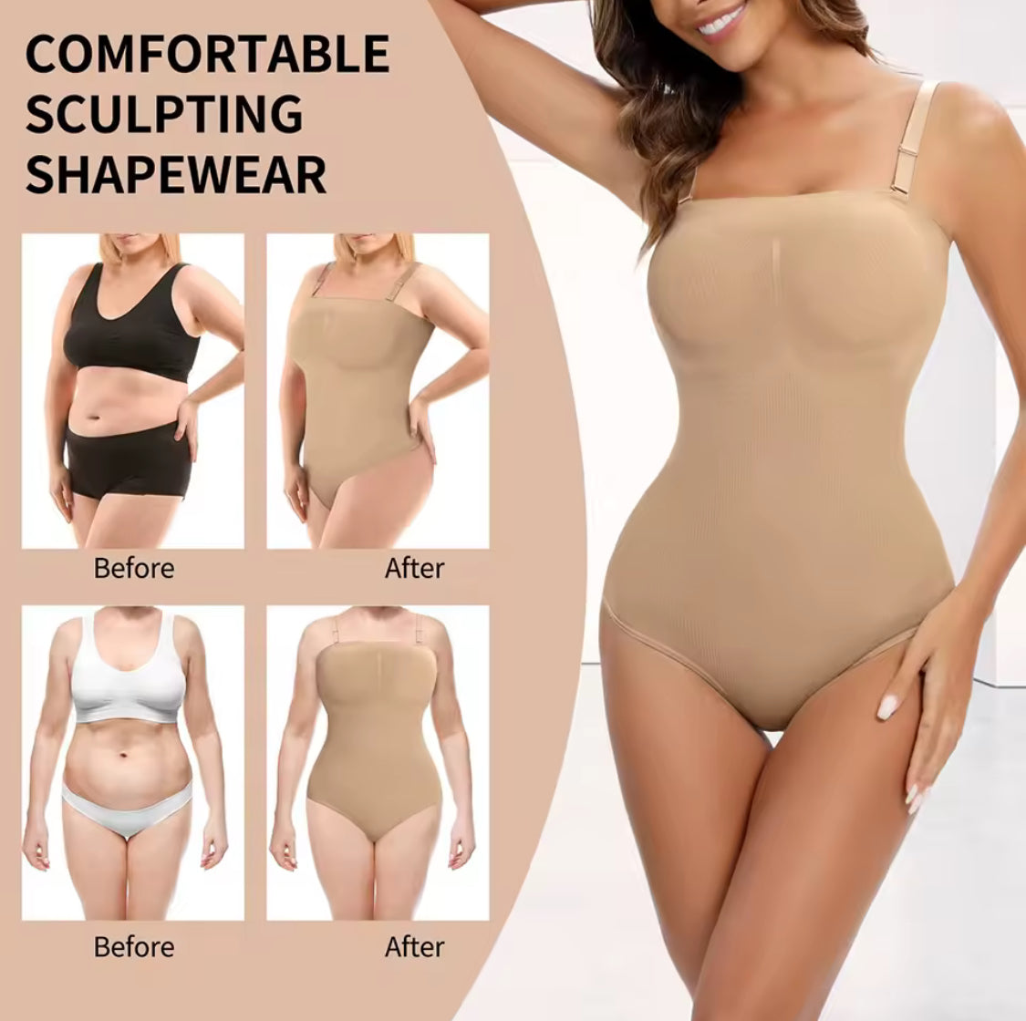 Strapless Bodysuits Slimming Compression Tummy Control Body Shaper