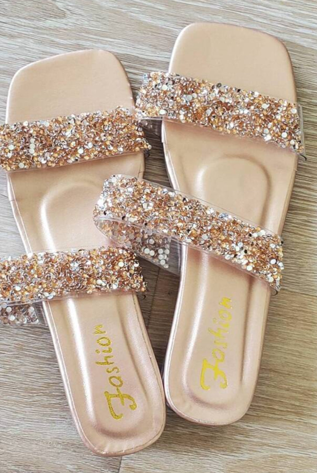 Girl Gold Glitter Fashion Thick Low Heel Wedge Sandals