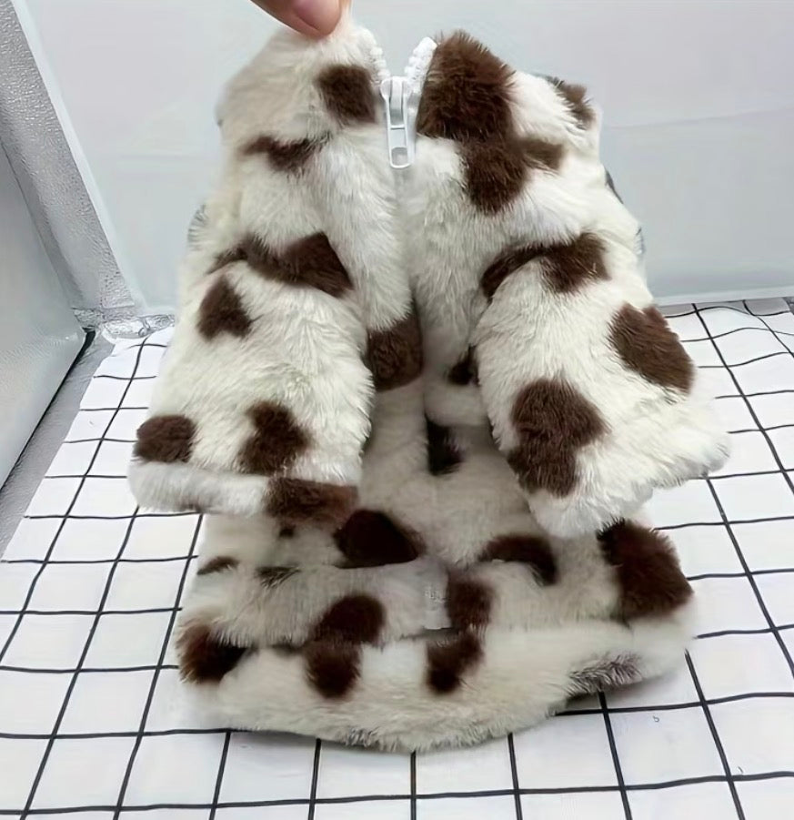 1pc Warm Pet Coat - Thick Polyester With Zipper for Small & Medium Breeds