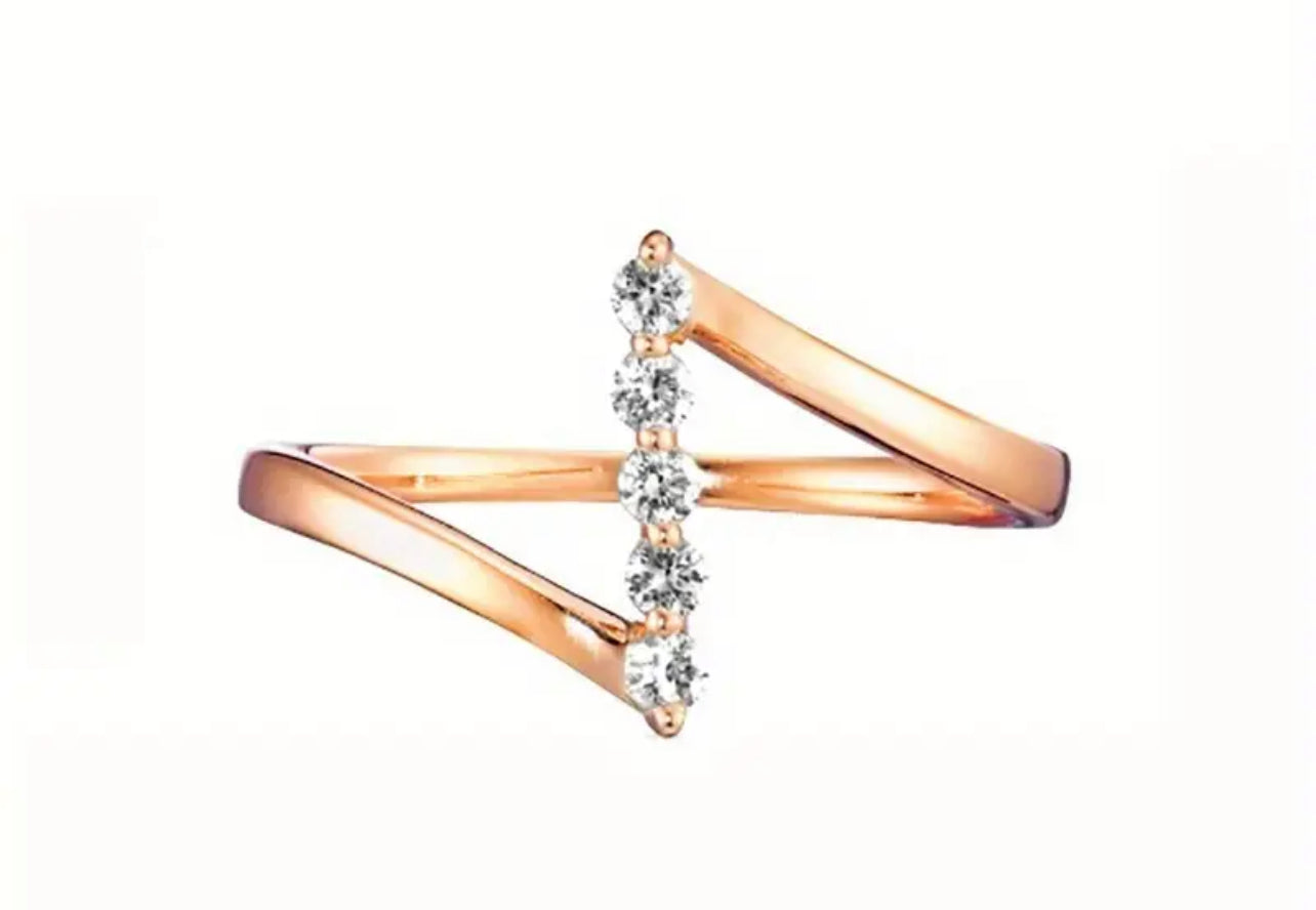 Minimalist Design Cubic Zirconia Accents Luxury Thin Ring - 18K Golden Plated