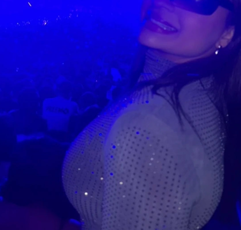 Gray Fashion Wear, Sparkling Rhinestone Decor- Fitted Sheer Mesh Crop Top