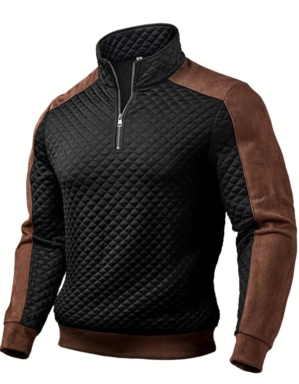 Men’s Casual Long Sleeve Henley Sweatshirt with Color Block Design