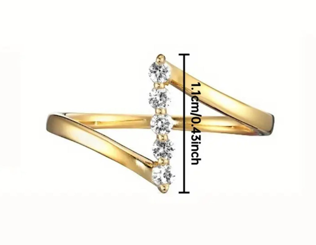 Minimalist Design Cubic Zirconia Accents Luxury Thin Ring - 18K Golden Plated