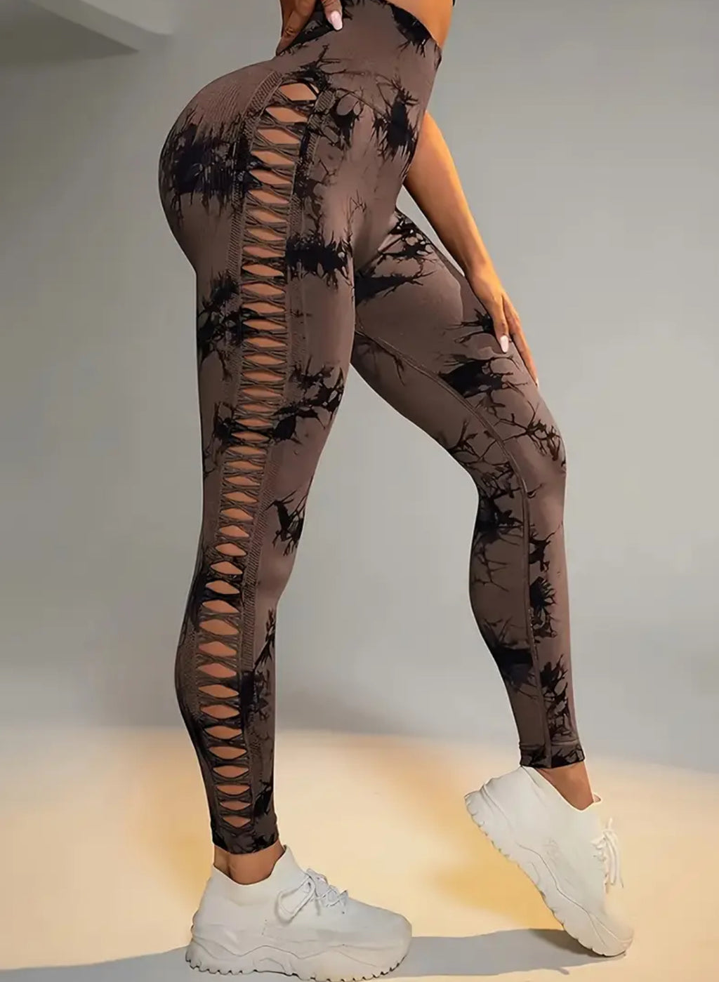 Women's High-Waisted Hollow-Out Tummy Control Yoga Pants | Seamless All-Season 