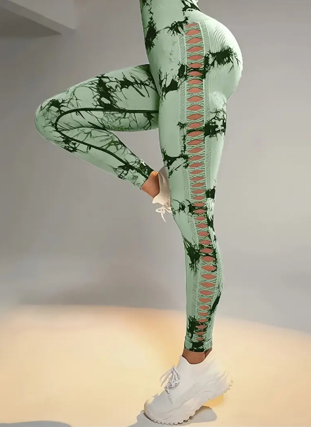 Women's High-Waisted Hollow-Out Tummy Control Yoga Pants | Seamless All-Season 