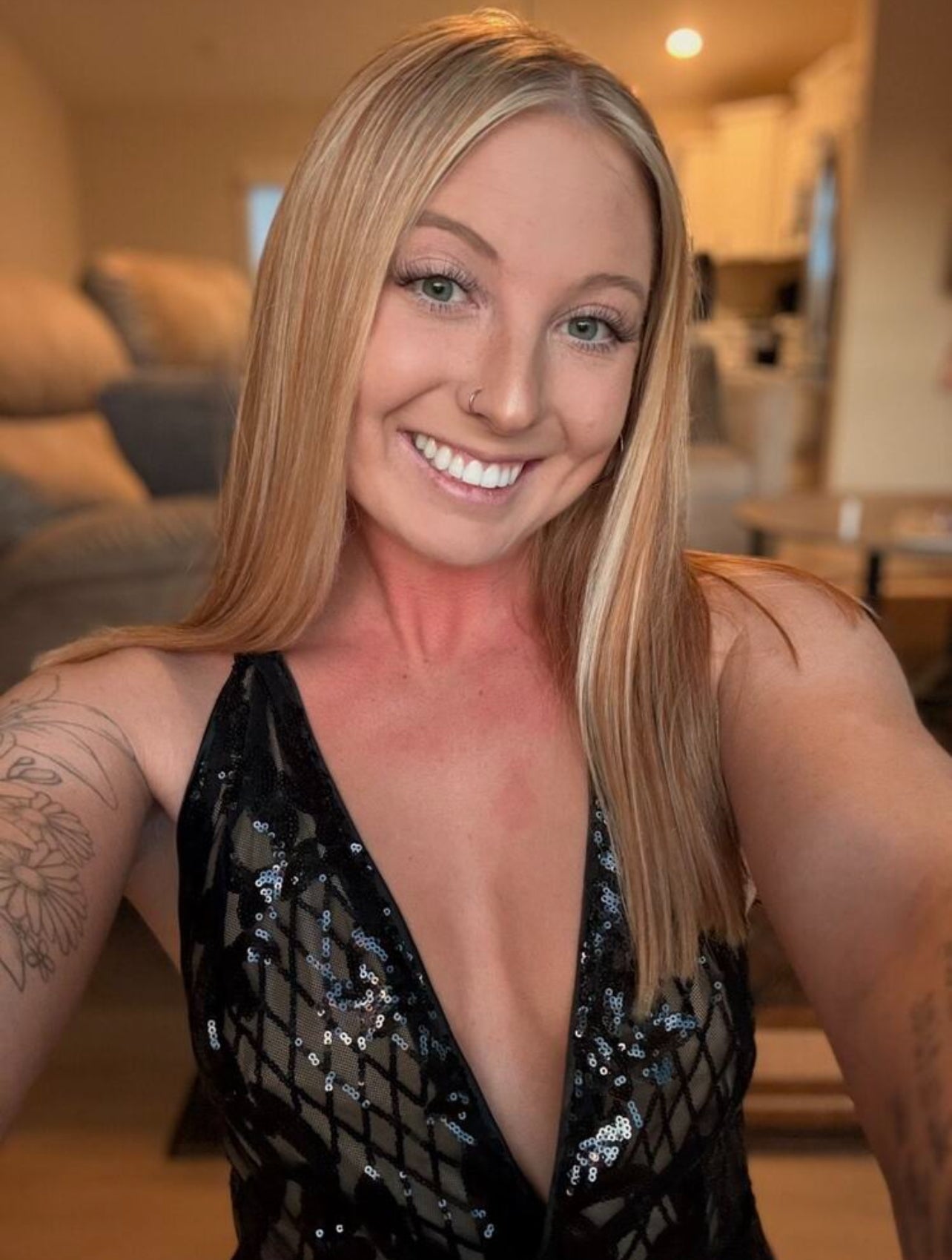 Women's Sequin Deep V-Neck Wide Leg Jumpsuit