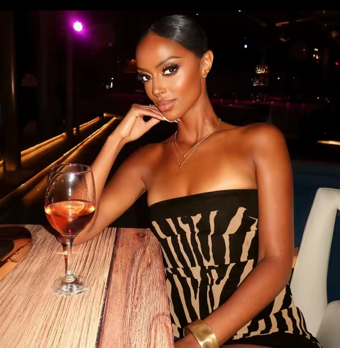 Mini Sexy Zebra Printed Strapless Slim A-Line Dress 