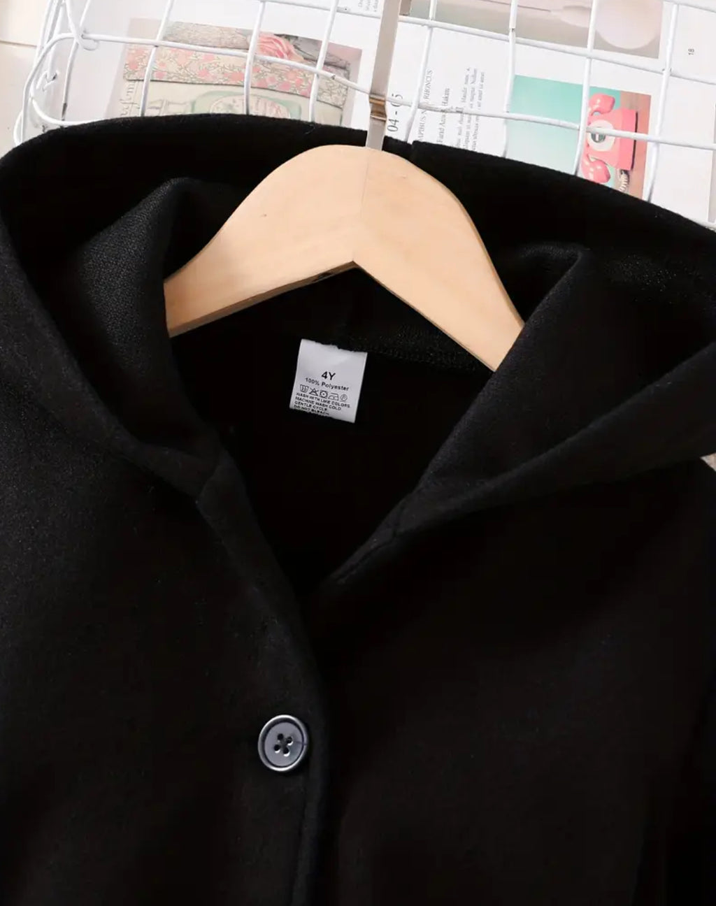 Girls Belted Winter Warm Hooded Coat with Collar - Full-Zip Front & Chest Pocket 