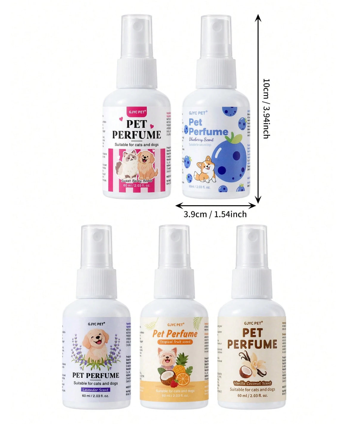 Pet Perfumes - 2.03 Fl.Oz 🐾🪻🥥Choice Of 5 Long-Lasting Scents 🍍🍓 Vet-Approved Formula 