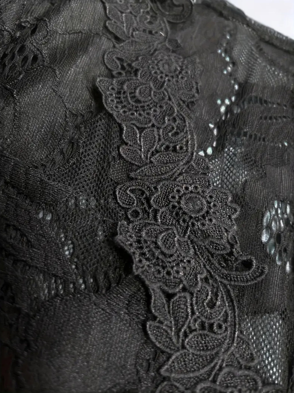 Black Solid Color Jumpsuit With Lace One Shoulder Off Detail