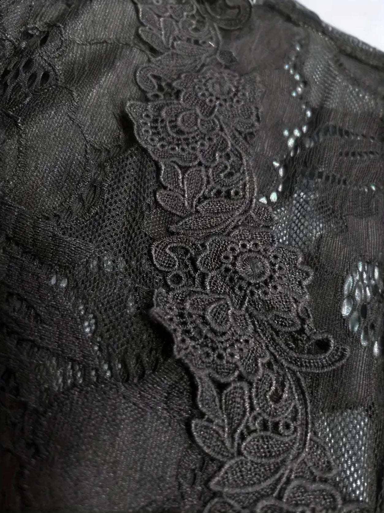 Black Solid Color Jumpsuit With Lace One Shoulder Off Detail