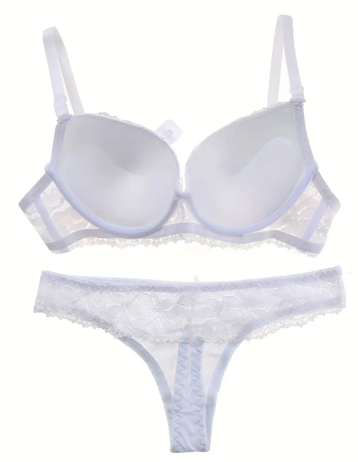 Intricate Luxury Floral Design Non-See-Through Push-Up Bra & Matching Thong Set