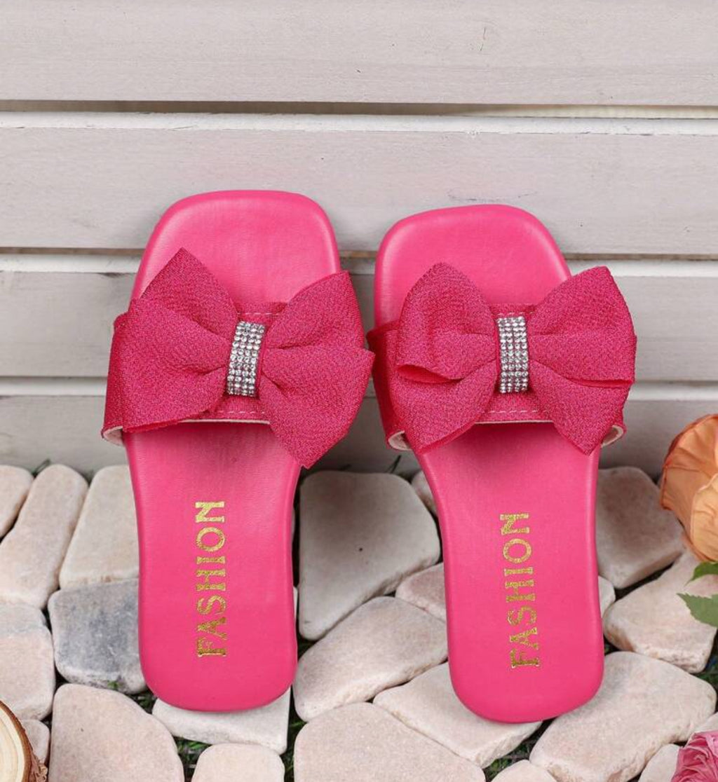 Girls “Bows & Rhinestones” Non-Slip Sandals