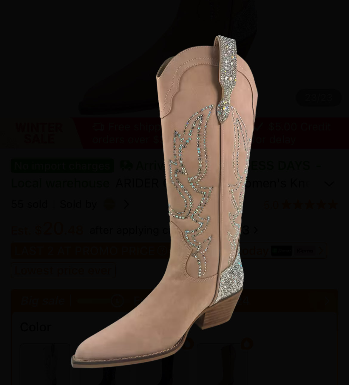 “Gypsy Sparkle” Women's Knee High Pull-On Boots