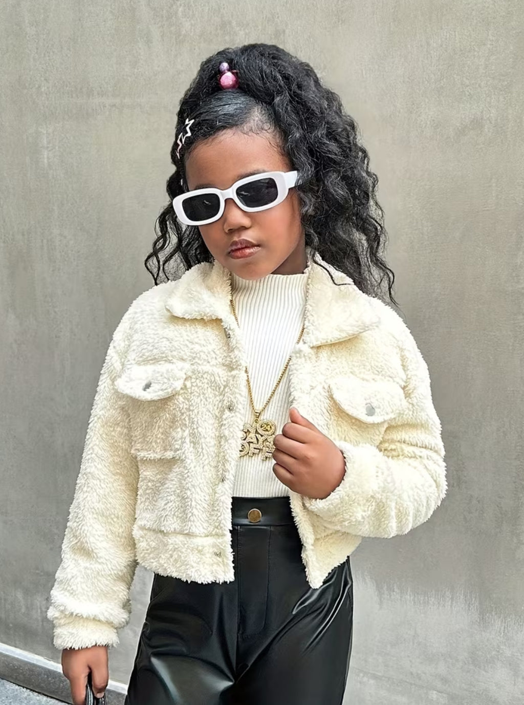 Girls' Trendy Casual Versatile Faux Fur Short Coat
