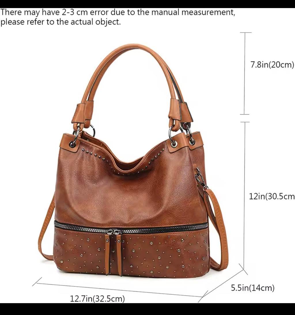 Retro Rivet Cross Body Tote Bag