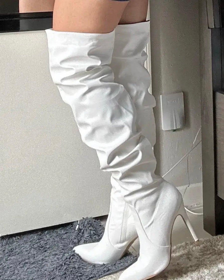 “Alma” Women’s Fashionable Over-The-Knee Pointed Boots Slender High Heel 