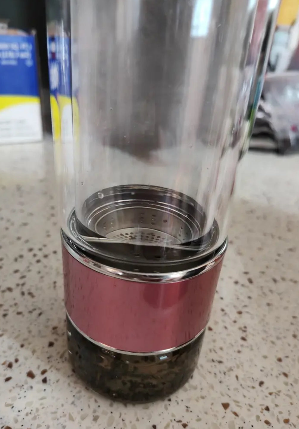 Double Walled Glass Tea Portable Bottle With Infuser |9.5 oz