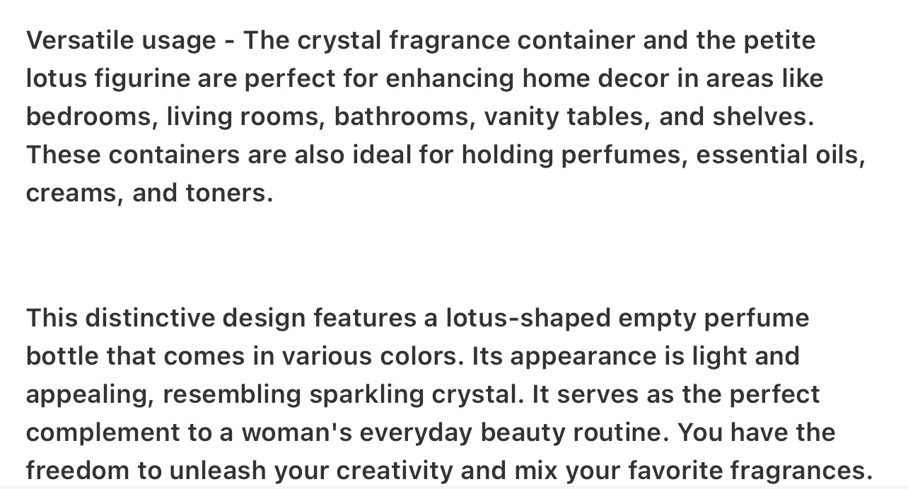 Crystal 1pc Elegant Lotus-Shaped Crystal Glass Perfume Bottle | Decorative Tabletop Ornament