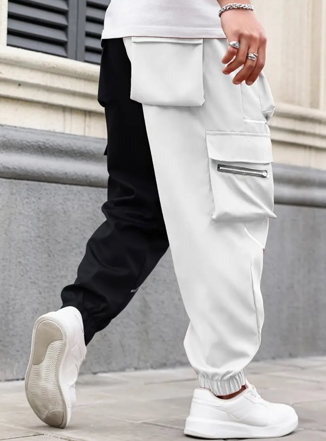 6XL Men’s Color Block Design Jogger Cargo Pants