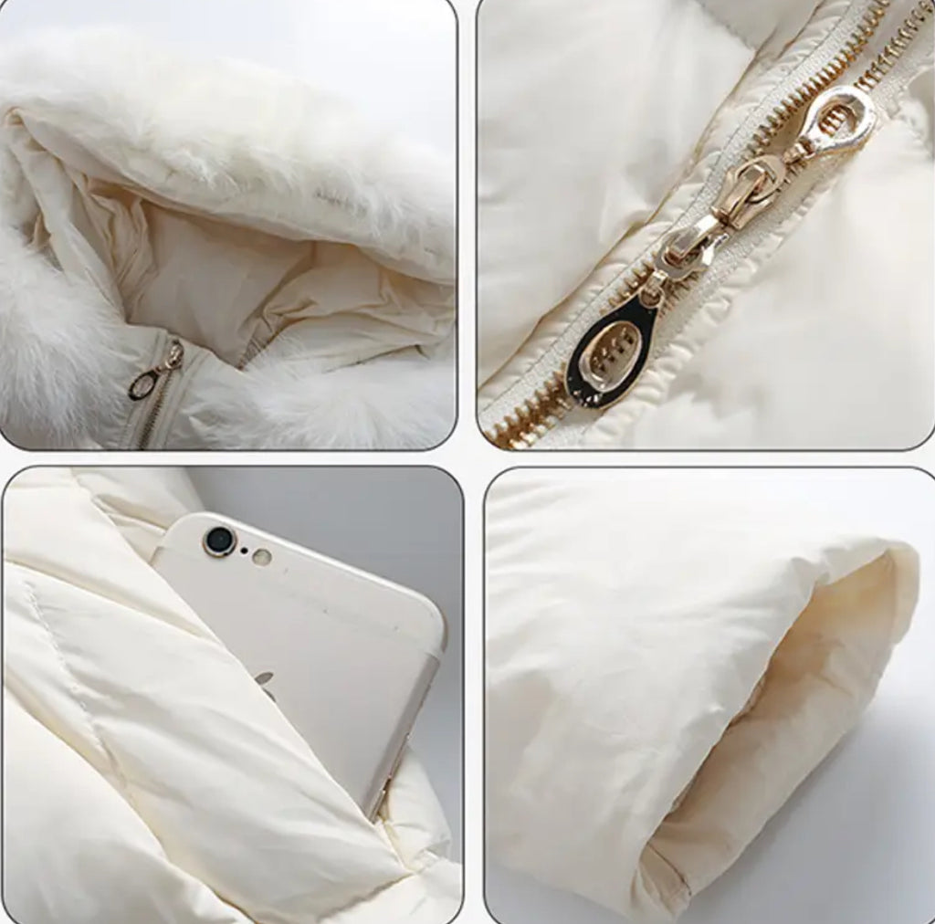 Kids Winter Parka Jacket with Hooded Fur Collar, Full-Zip Closure