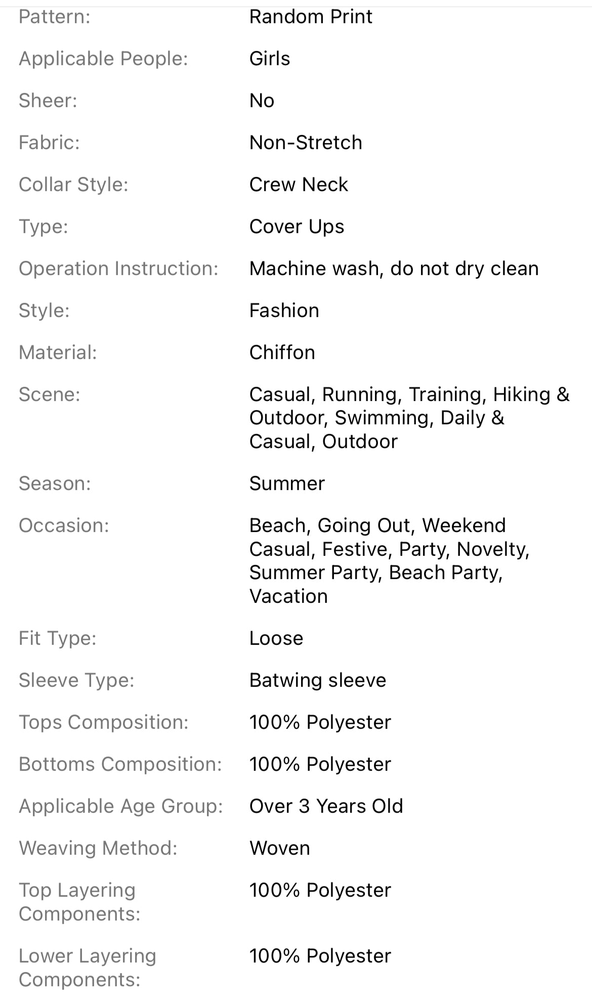 Girls Lightweight Leopard Print Beach Cover-Up Dress with Batwing Sleeves