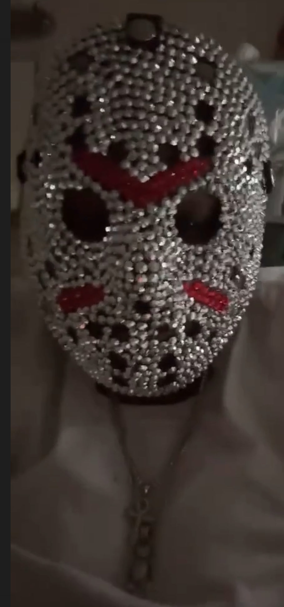 Jason Voorhees- Friday the 13th Mask Handcrafted with Sparkling Rhinestone & Metallic Accents 