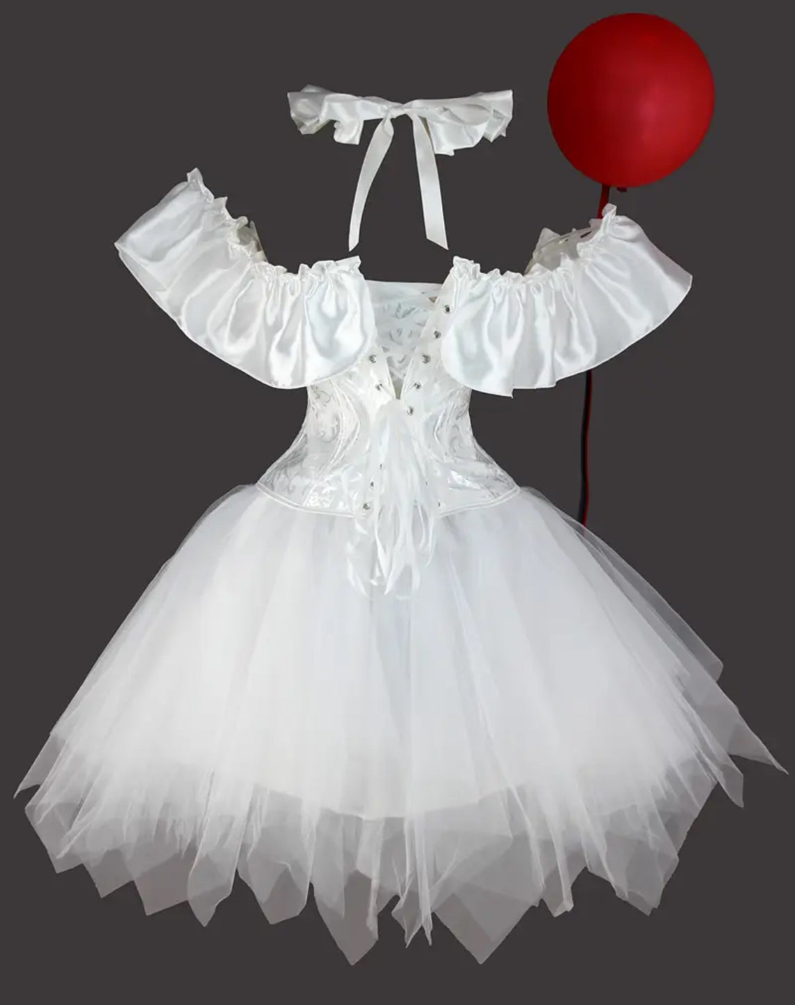IT “Georgie” Clown Three-Piece Costume Set + CORSET / TUTU Skirt & Scarf