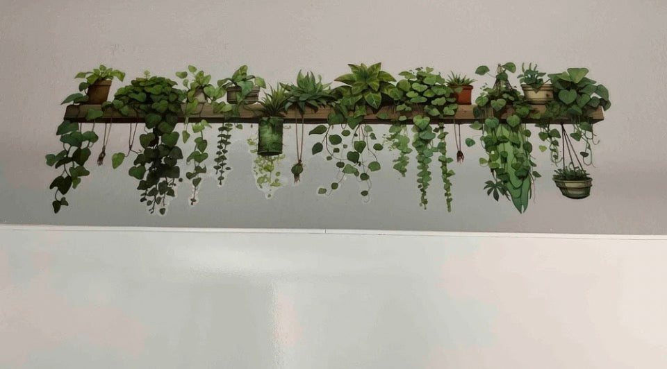 1pc Vinal Fresh Potted Green Plants & Vine Wall Decal Sticker